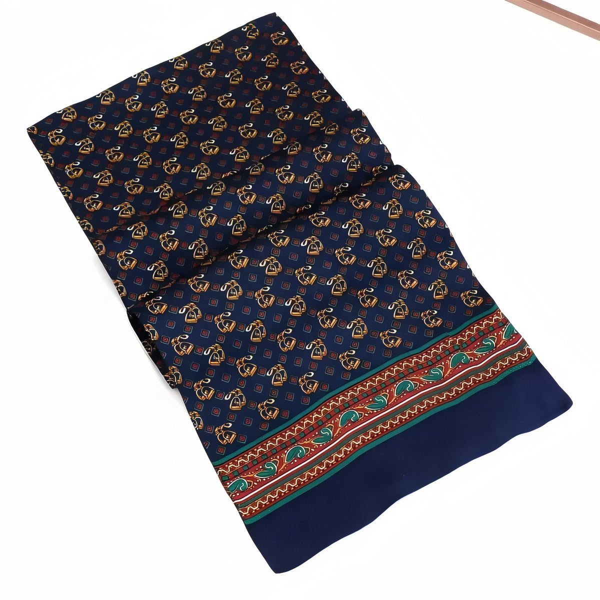 Echarpe de Soie Homme - Bleu Nuit et Rouge
