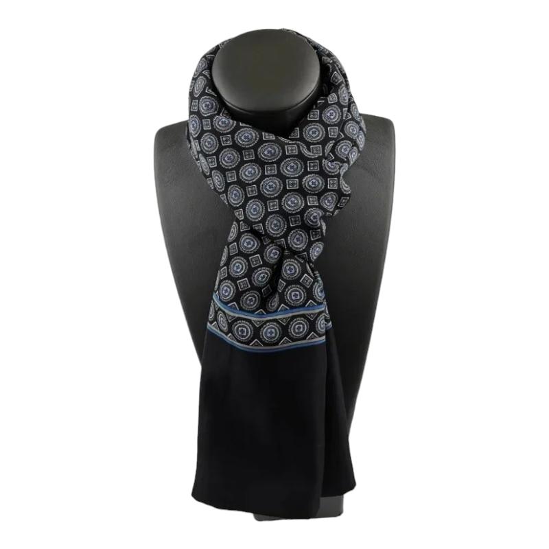 Foulard Cou pour Homme Noir et Bleu 130X28cm