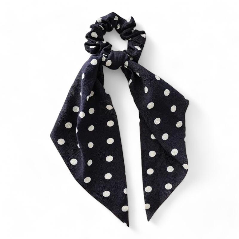 Chouchou à Pois Bleu Marine et Blanc 