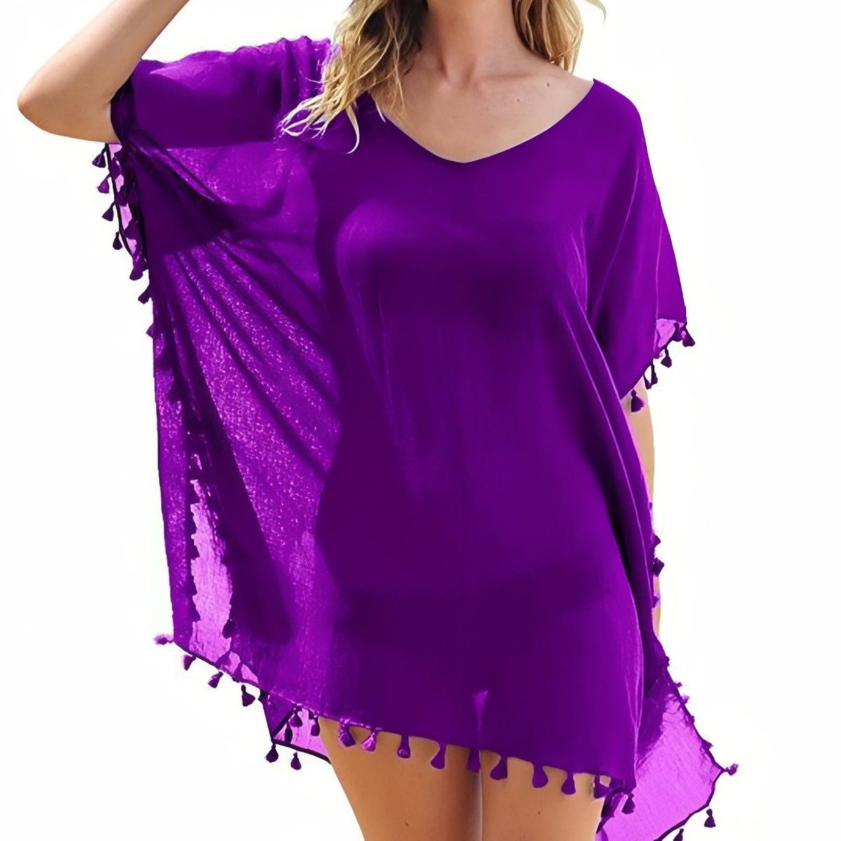 Robe Paréo à Pompons - Violet - Unique