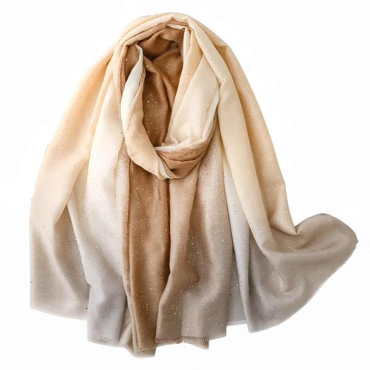 Foulard Paillettes Femme - Beige et Brun