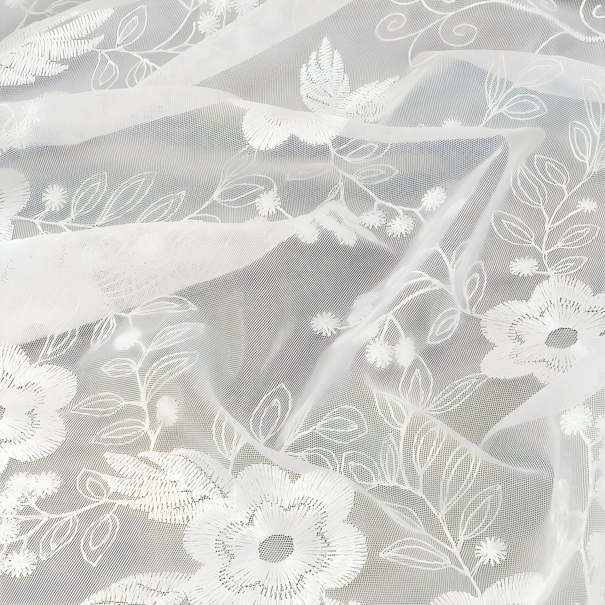 Châle Blanc Dentelle détail floral brodé - Blanc