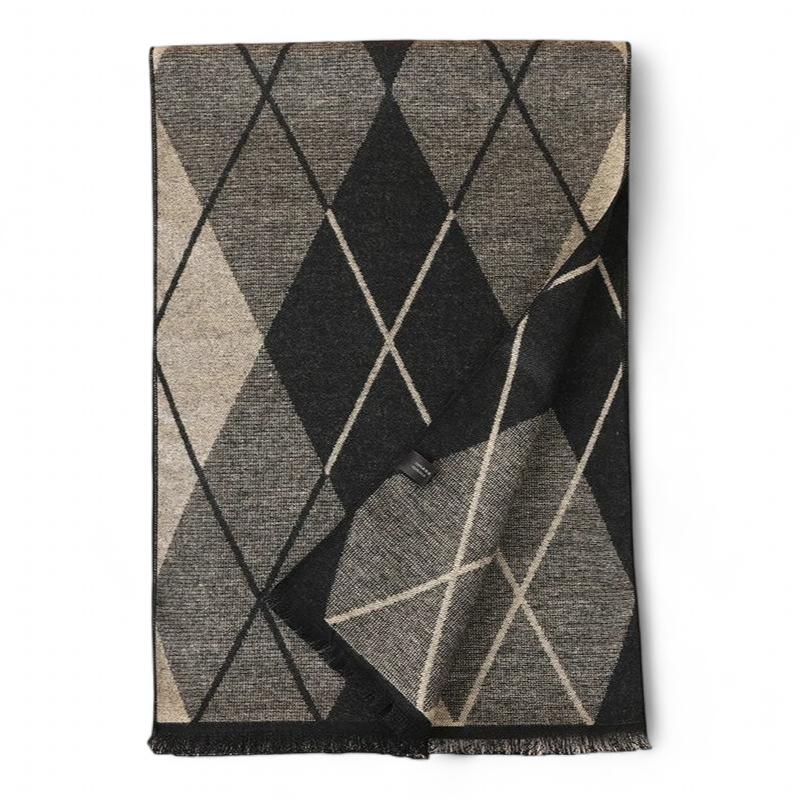 Belle Echarpe Pour Homme Gris Foncé et Beige 180x30cm