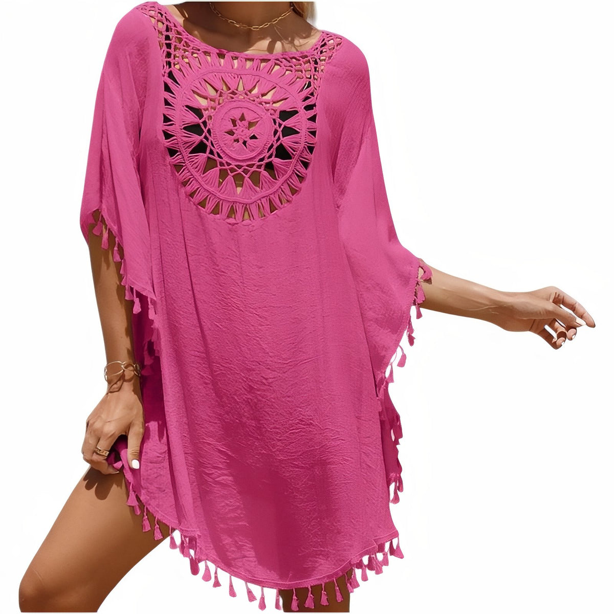 Robe de Plage Motif Attrape Rêve - Rose - Unique