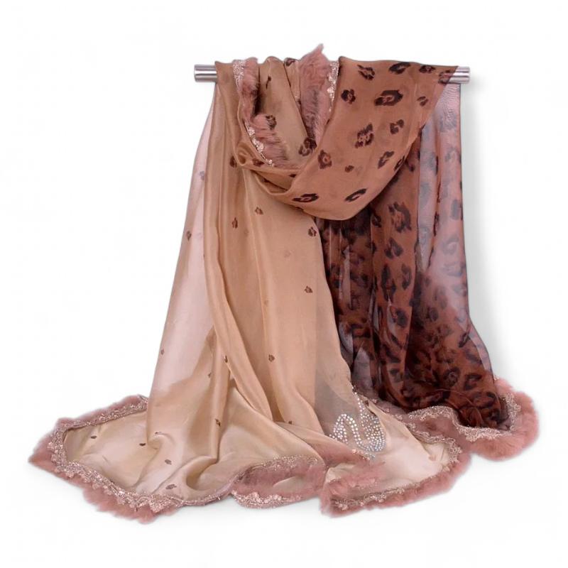 Foulard Imprimé Léopard Beige et Brun 150*120cm