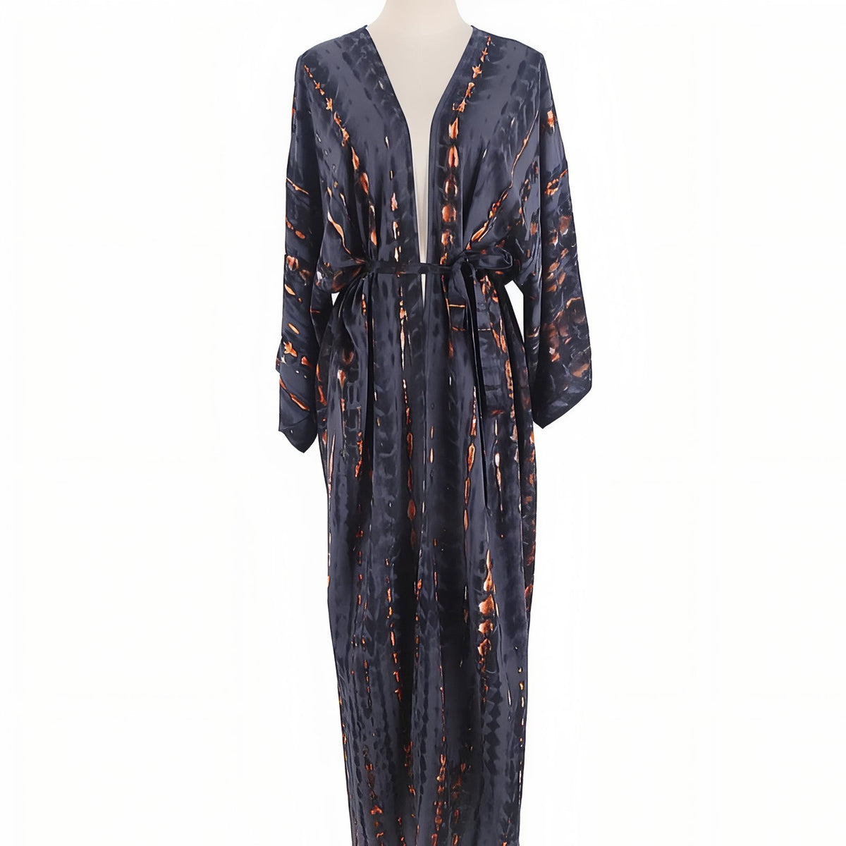 Kimono de Plage Tie and Dye Manches Longues - Gris Anthracite - Unique