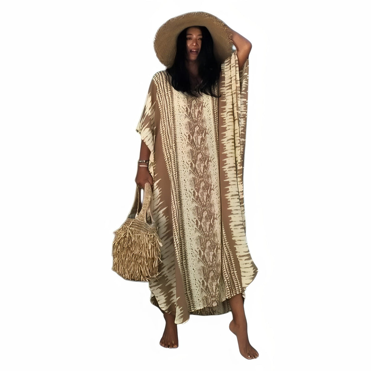 Robe de Plage Tie and Dye - Beige - Unique