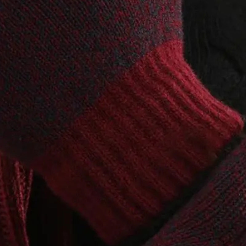 Ensemble Bonnet Echarpe Gant pour Homme gros plan détail tricot - Gris et Noir - Marine et Charbon - Marron et Châtaigne - Bordeaux et Noir - Gris Foncé et Anthracite