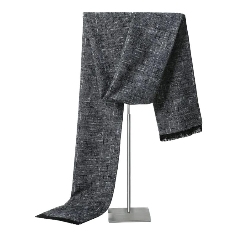 Echarpe Cachemire Homme Grise Noir et Gris 180*30cm