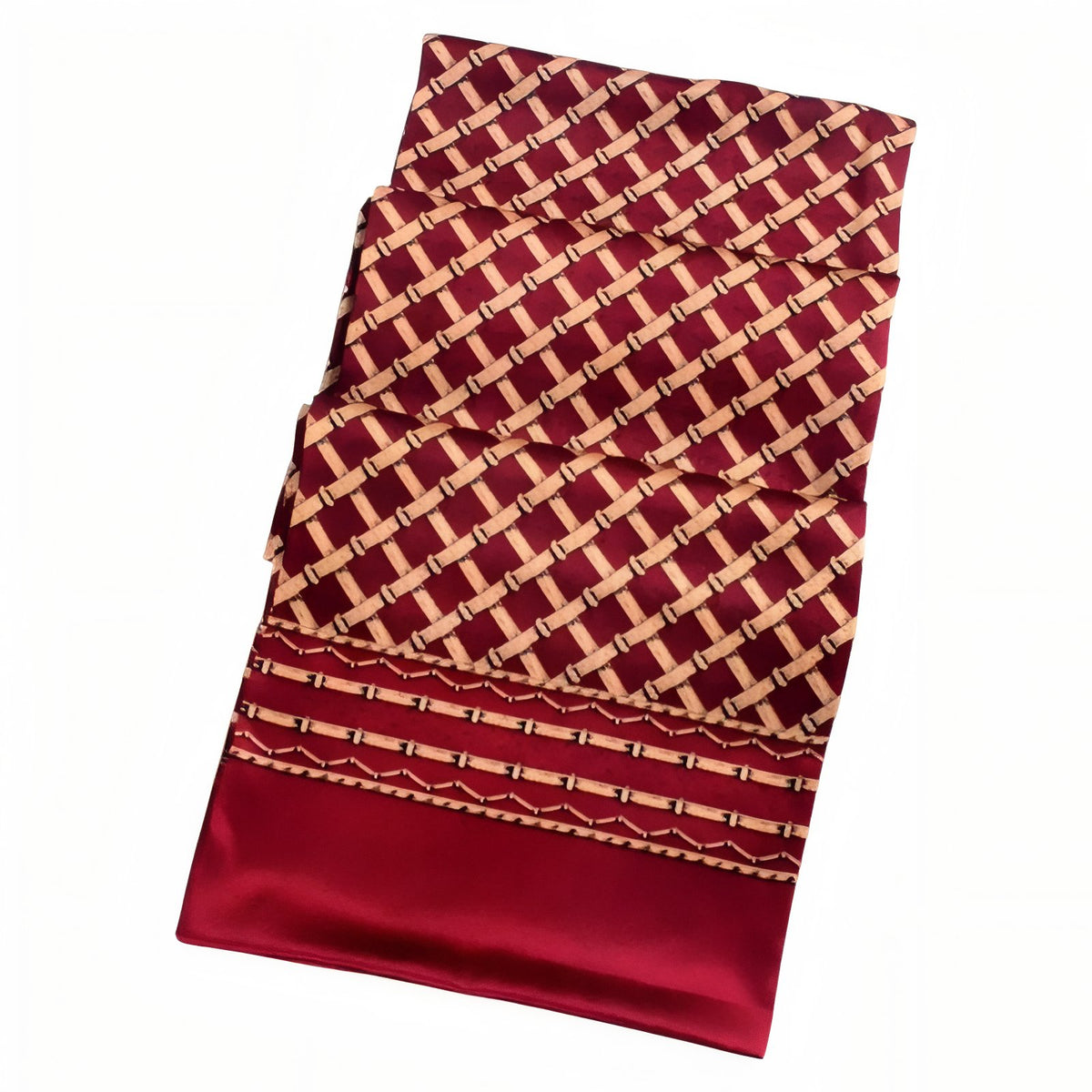 Foulard Homme Soie Luxe - Bordeaux et Beige - 160*26cm