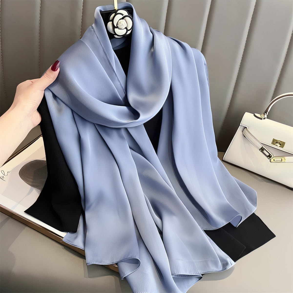 Etole Mousseline Mariage - Bleu Doux - 90*180cm