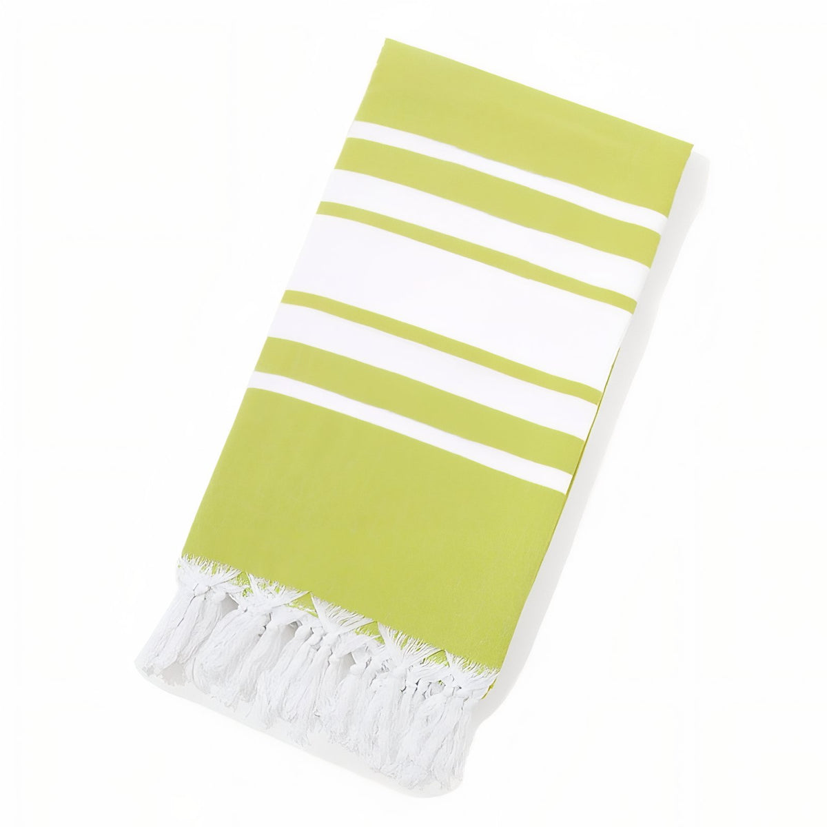 Fouta de Plage Ligné Bicolore à Franges - Vert - 100*180cm