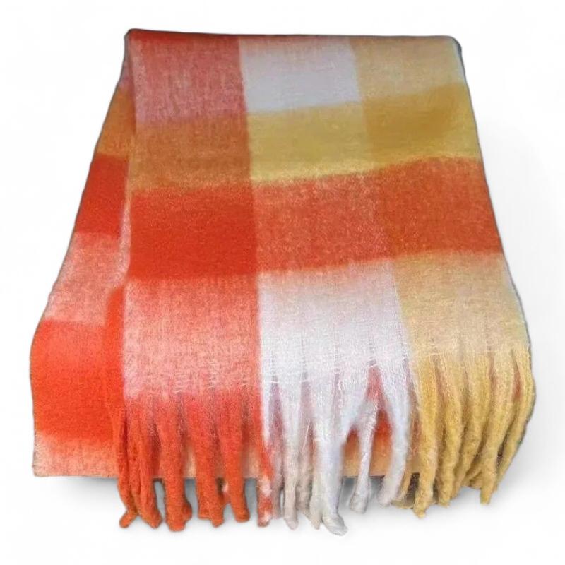 Grande Echarpe Femme Orange et Jaune 220*38cm