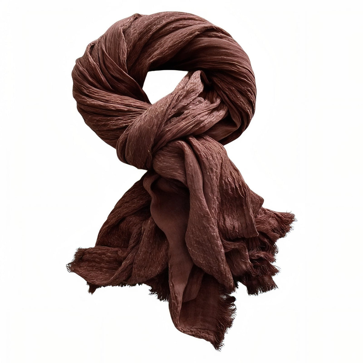 Chèche Coton Crêpé - Marron Chocolat - 200*90cm
