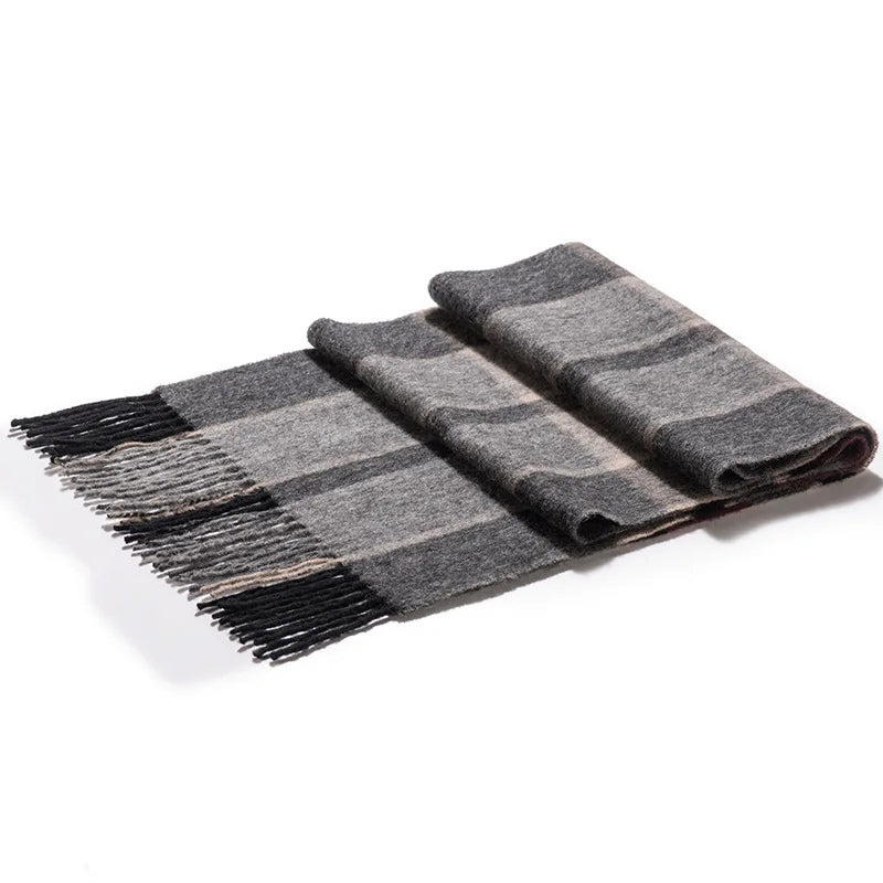 Echarpe Laine à Carreaux Homme - Gris Foncé et Gris Clair / Gris et Noir