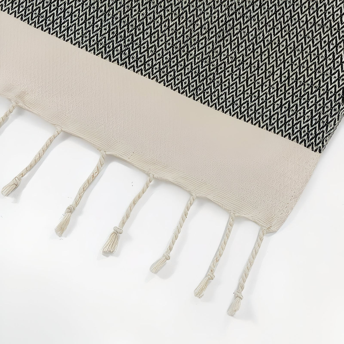 Serviette Fouta de Plage à Motif gros plan motif et franges - Taupe - Noir - Marron - Bleu Clair - Bleu Marine