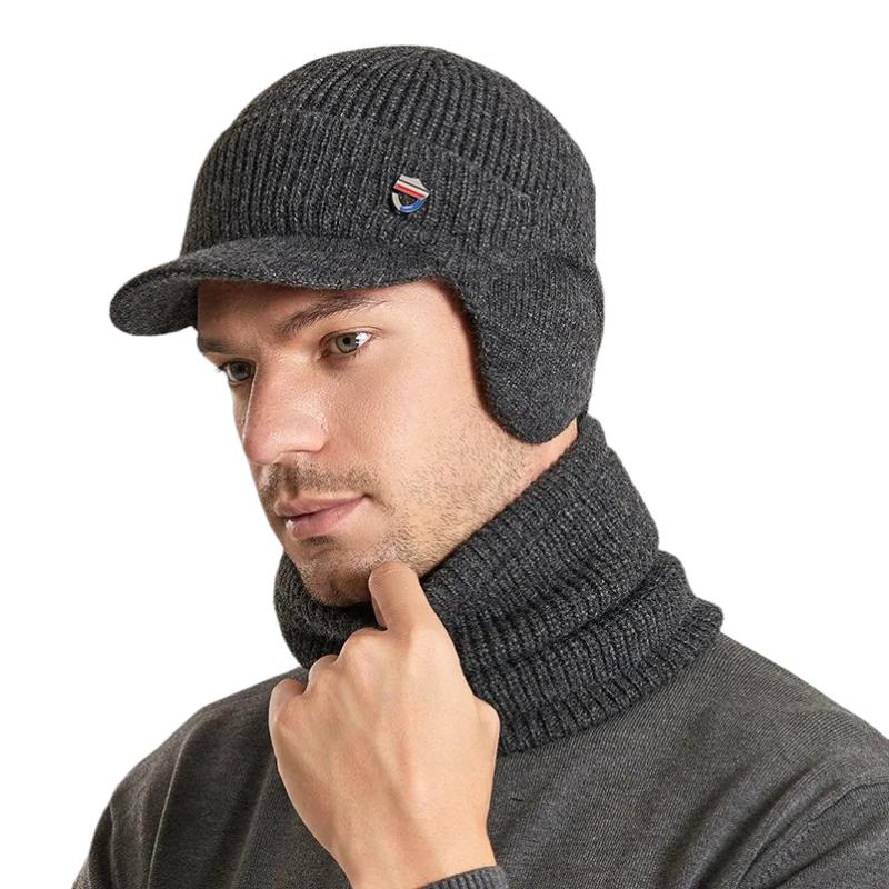 Casquette Cagoule Hiver Homme Gris Foncé 55-60cm