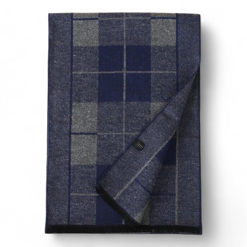 Belle Echarpe Pour Homme Bleu Marine et Gris Clair 180x30cm