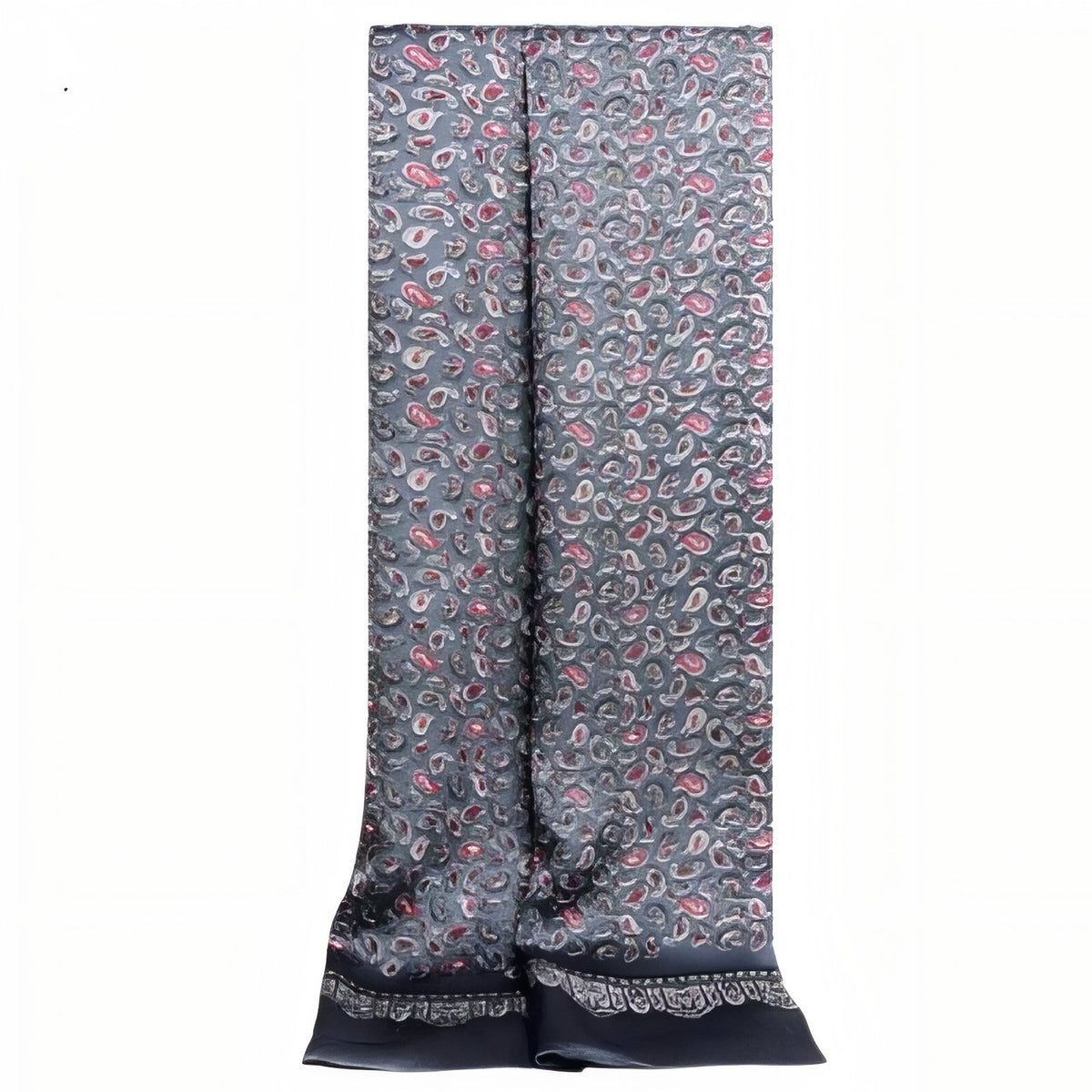 Echarpe Soie Vintage Homme produit entier sur fond blanc - Gris et Noir - Noir et Rouge - Bleu Marine et Blanc - Beige et Noir - Bleu Nuit et Doré - Bleu Nuit et Jaune - Bordeaux et Beige - Jaune et Noir - Vert Pâle et Bleu Ciel - Bordeaux - Bleu Nuit et Argent - Bleu Marine et Rouge - Bleu Nuit et Beige