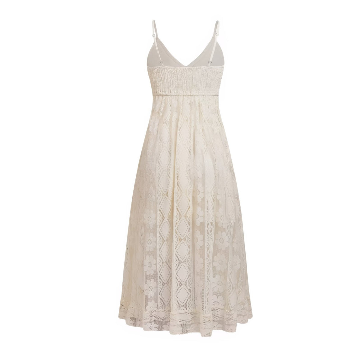 Robe Bohème Longue Col V Bas Asymétrique Bretelles robe sur fond blanc - Blanc