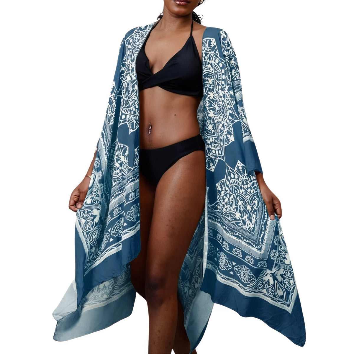 Kimono Court Vintage Ethnique - Bleu - Unique