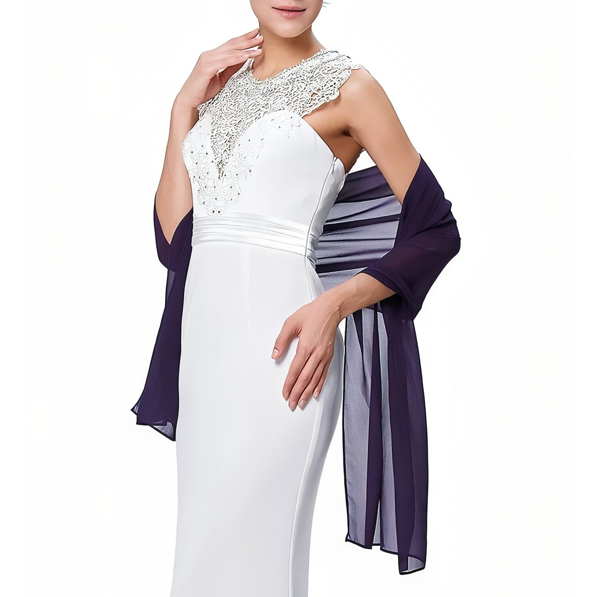 Châle de Soirée Femme portée sur les épaules - Gris Pâle - Taupe - Vert D'eau - Blanc Cassé - Bleu Royal - Fuchsia - Orange - Vert Émeraude - Bordeaux - Bleu Marine - Noir - Violet - Pêche - Rouge - Corail - Bleu Céleste - Rose Clair - Jaune