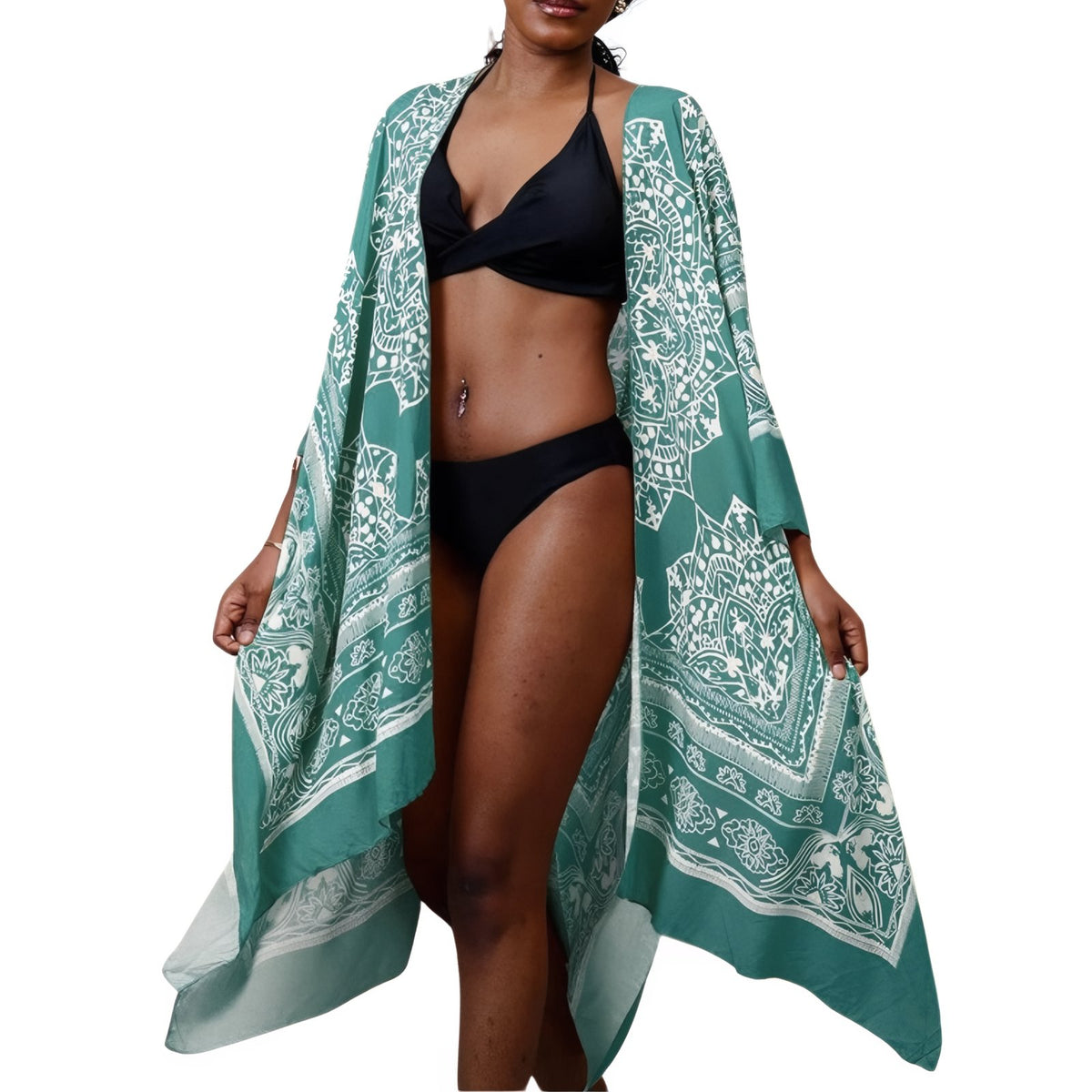 Kimono Court Vintage Ethnique - Vert - Unique