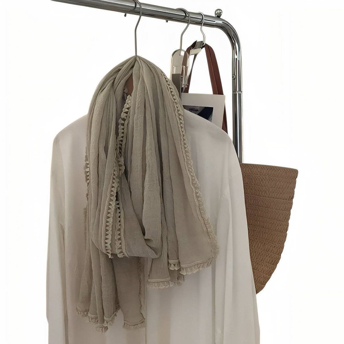Foulard Effet Froissé - Beige - 90*190cm