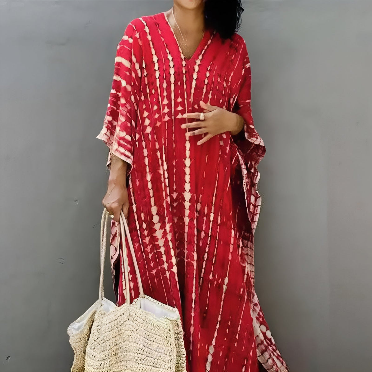 Longue Robe Tie and Dye - Rouge - Unique