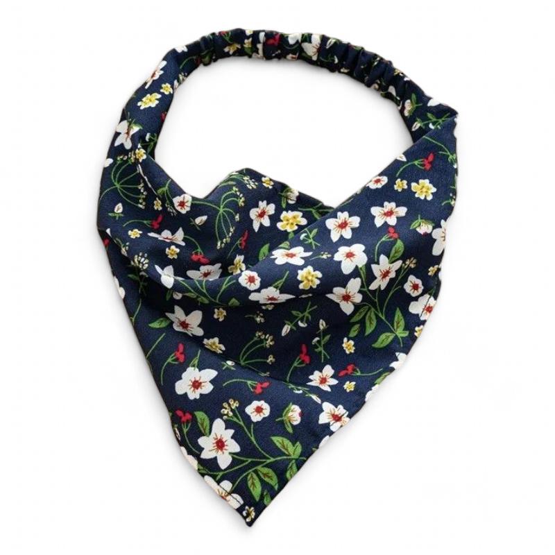 Bandeau Pour Les Cheveux Bleu Marine et Blanc 