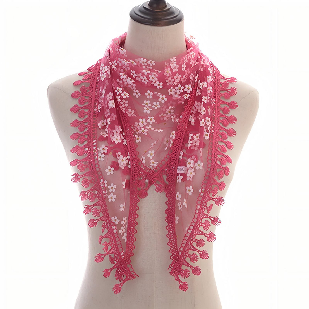 Foulard Triangle Dentelle - Fuchsia - 160*50cm