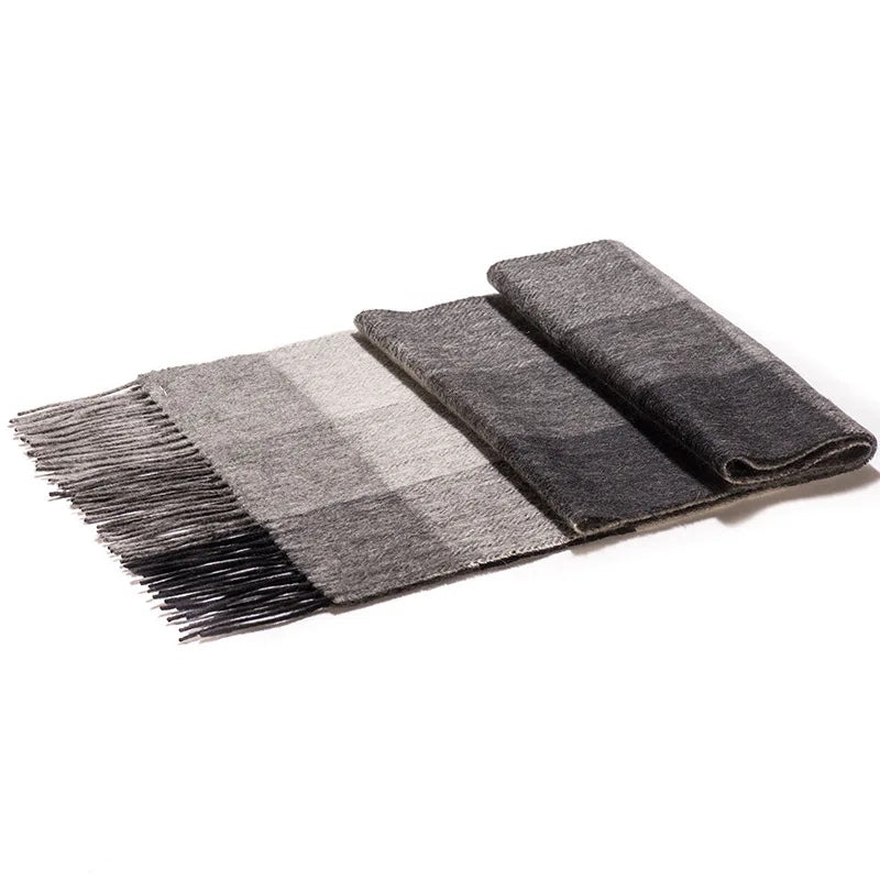 Echarpe Laine à Carreaux Homme - Gris Clair et Noir / Beige et Noir