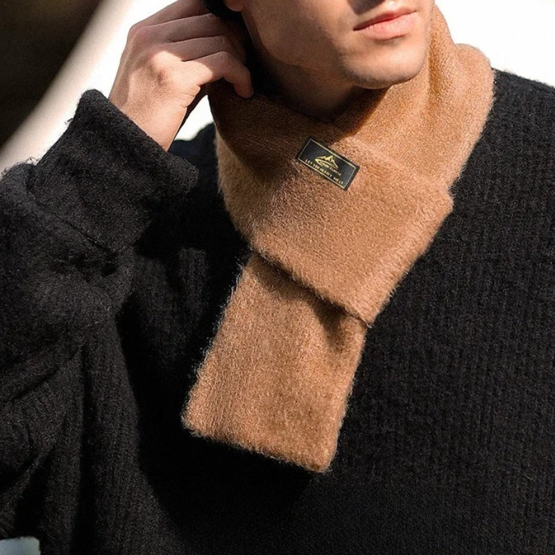 Echarpe Homme Duveteuse portée autour du cou - Beige Sable - Noir Charbon - Gris Foncé