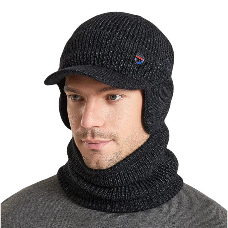 Casquette Cagoule Hiver Homme Noir Tâcheté 55-60cm