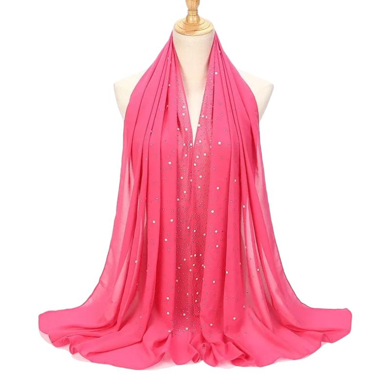 Etole de Soirée en Mousseline Rose Fluo 75*175cm
