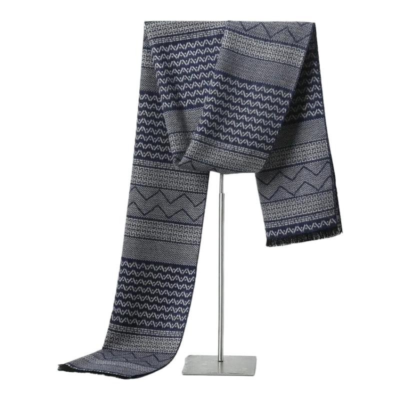 Echarpe Cachemire Homme Luxe Marine et Gris 180*30cm