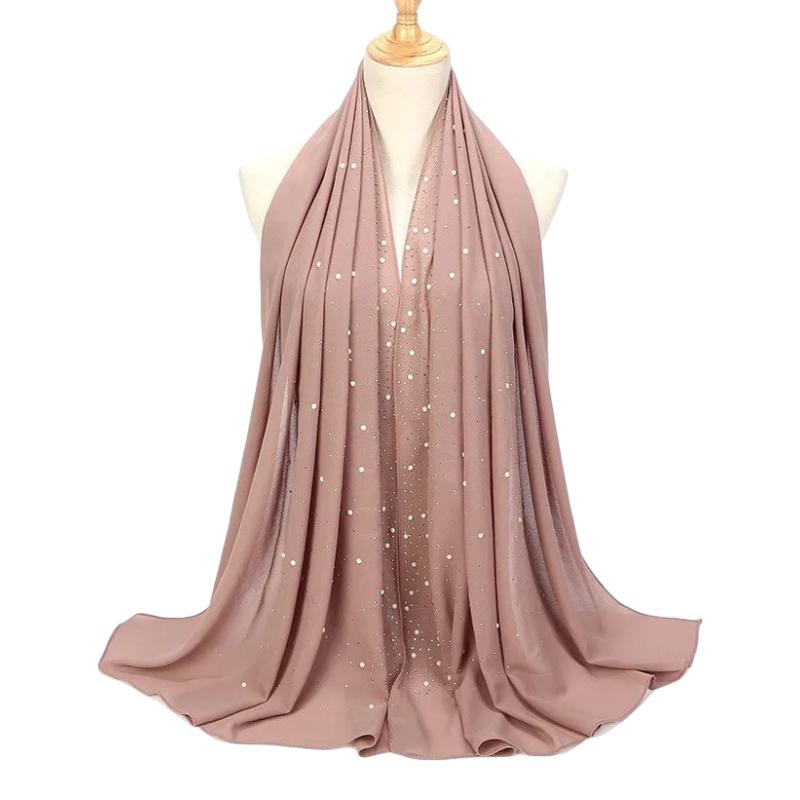 Etole de Soirée en Mousseline Beige Rosé 75*175cm