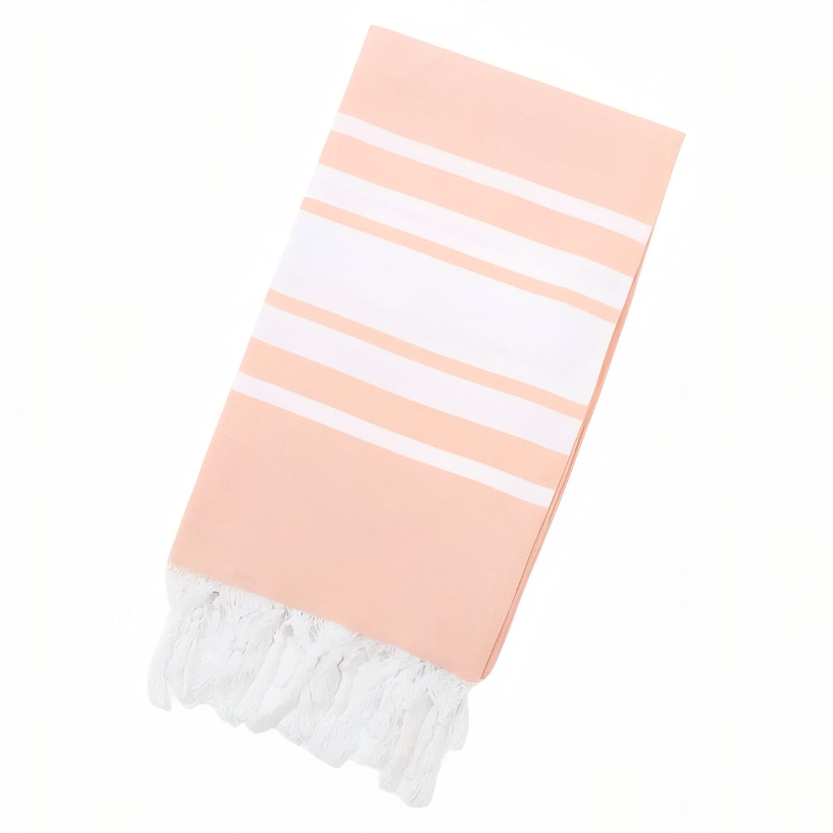 Fouta de Plage à Rayures Centrées et Franges - Orange - 100*180cm