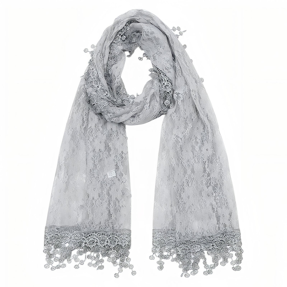 Etole avec Dentelle Femme - Gris Clair - 180*55cm