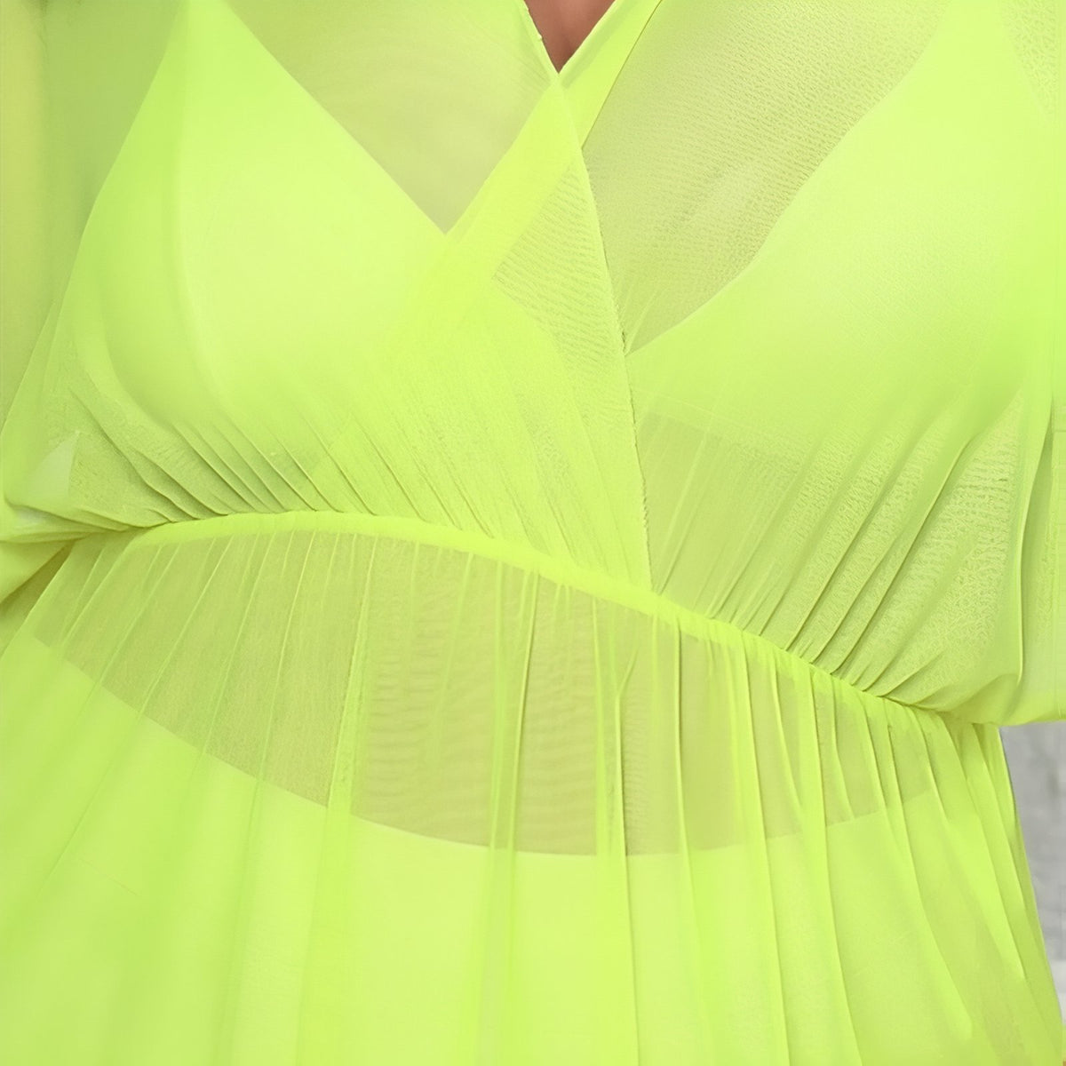 Robe Tunique de Plage Grande Taille gros plan tissu transparent - Noir - Jaune - Bleu Marine