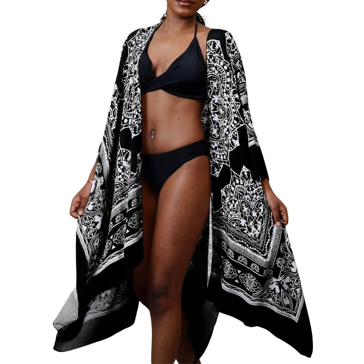 Kimono Court Vintage Ethnique - Noir - Unique