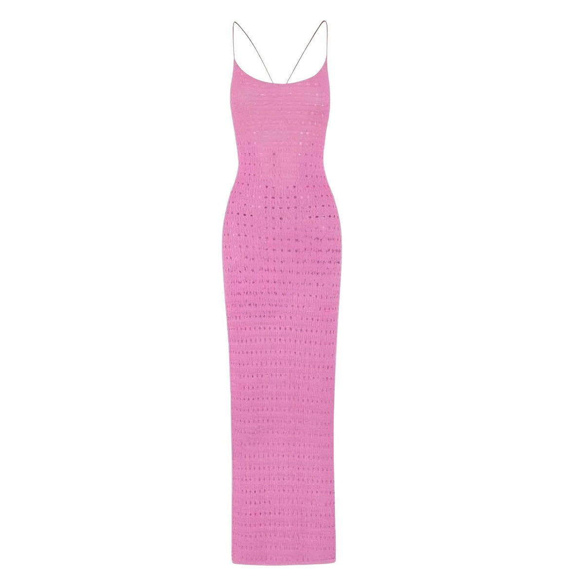 Robe Crochet Colorée à Dos Nu - Rose
