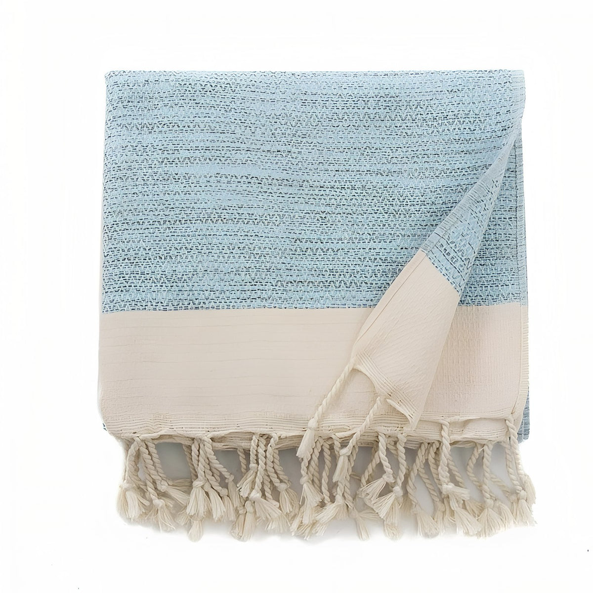 Serviette Fouta de Plage à Motif - Bleu Clair - 180*125cm