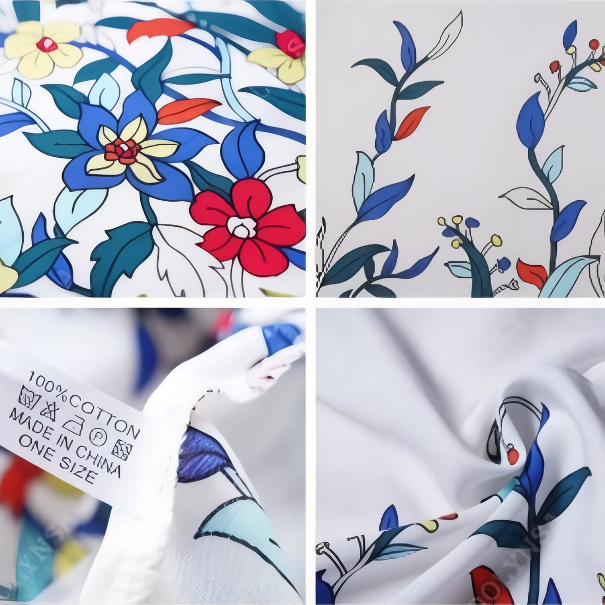 Robe de Plage Printanière gros plan motif floral - Blanc à Fleurs