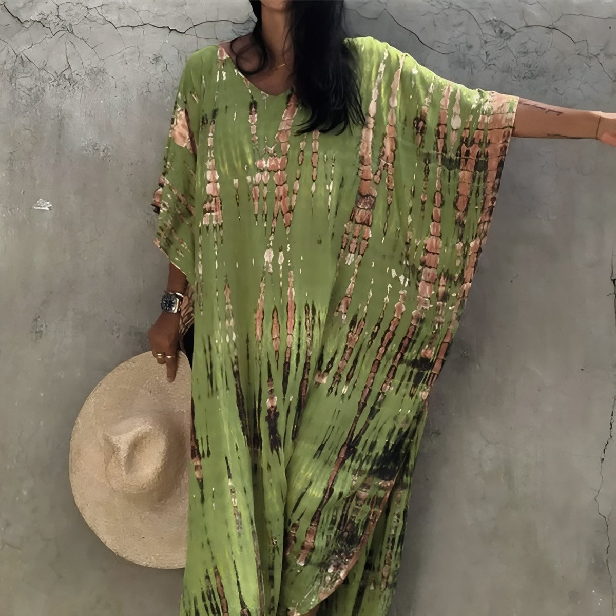 Longue Robe Tie and Dye - Vert - Unique
