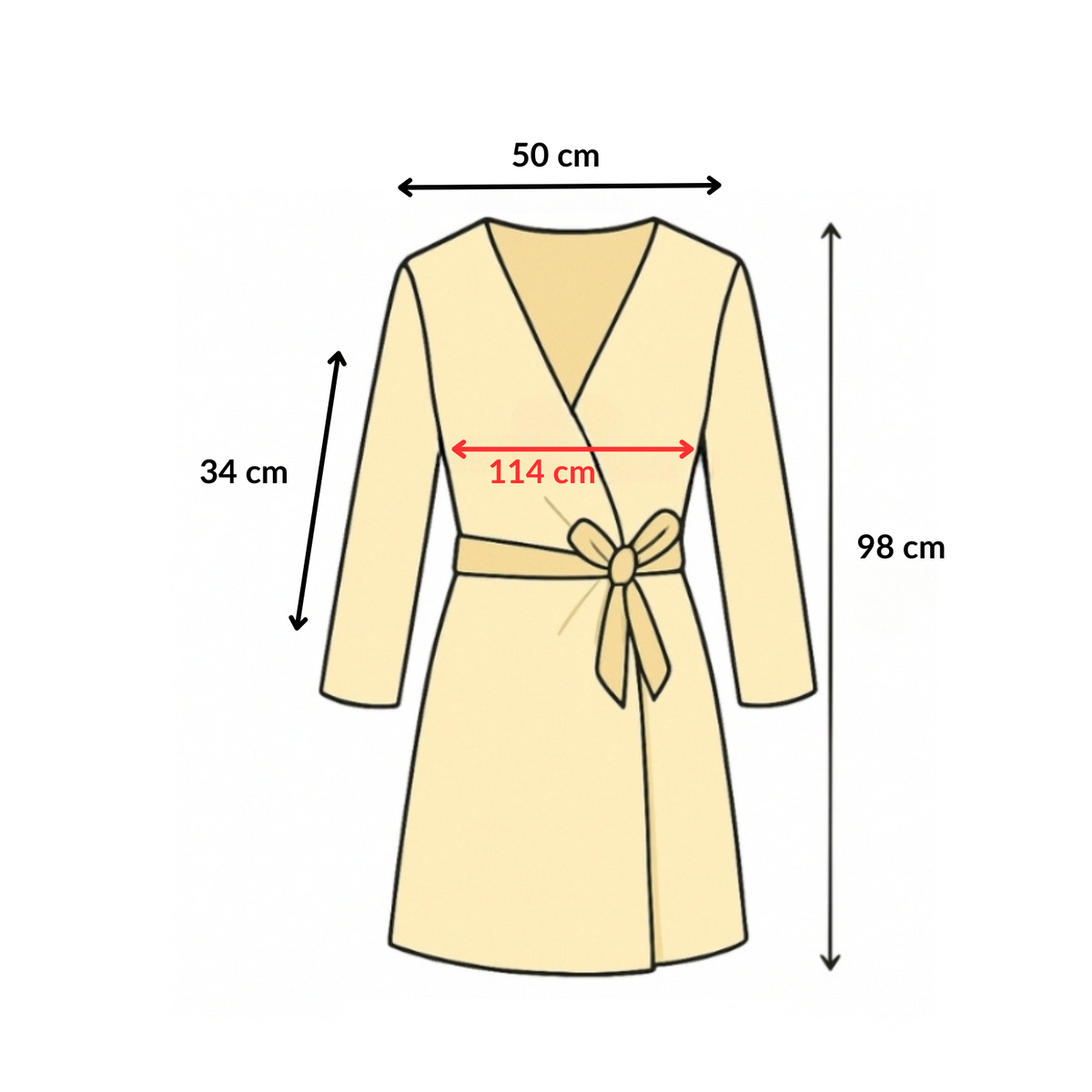 Kimono de Plage en Dentelle guide des dimensions - Noir - Blanc