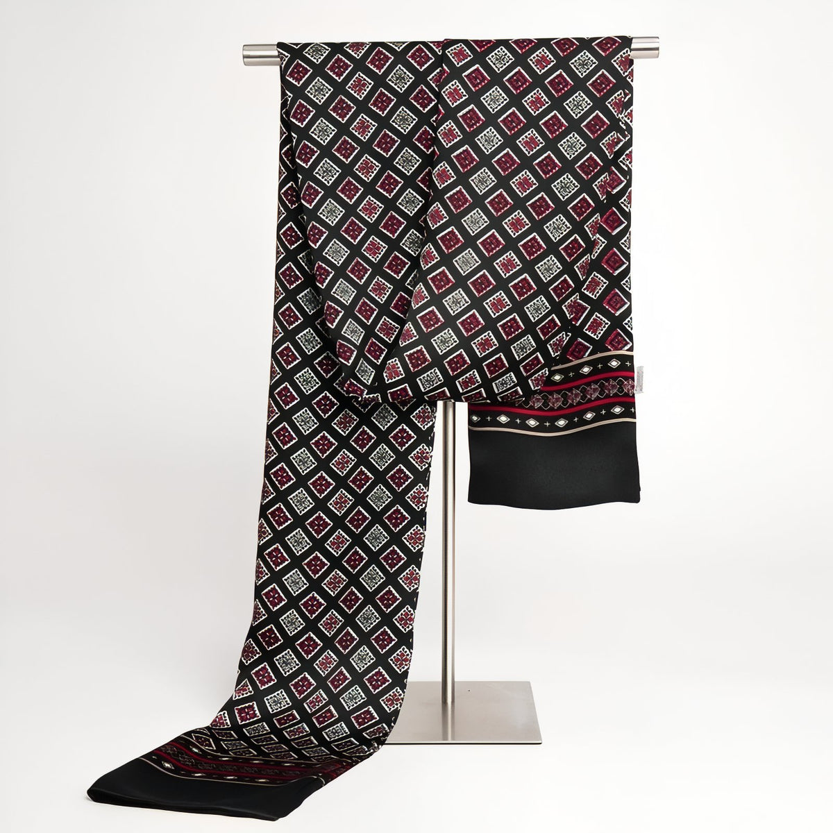 Echarpe de Soie Homme - Noir et Rouge