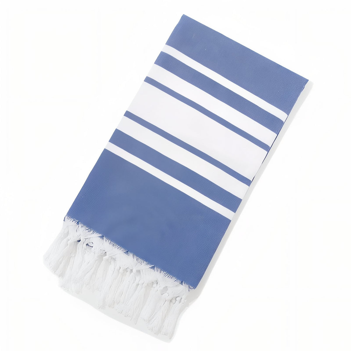 Fouta de Plage Ligné Bicolore à Franges - Bleu Marine - 100*180cm