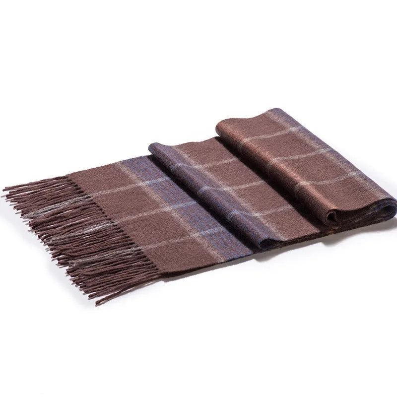 Echarpe Laine à Carreaux Homme - Marron et Bleu / Marron et Violet