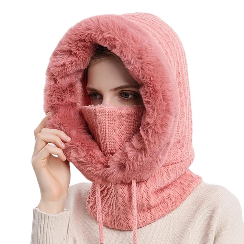 Echarpe Capuche Femme Rose Poudré 